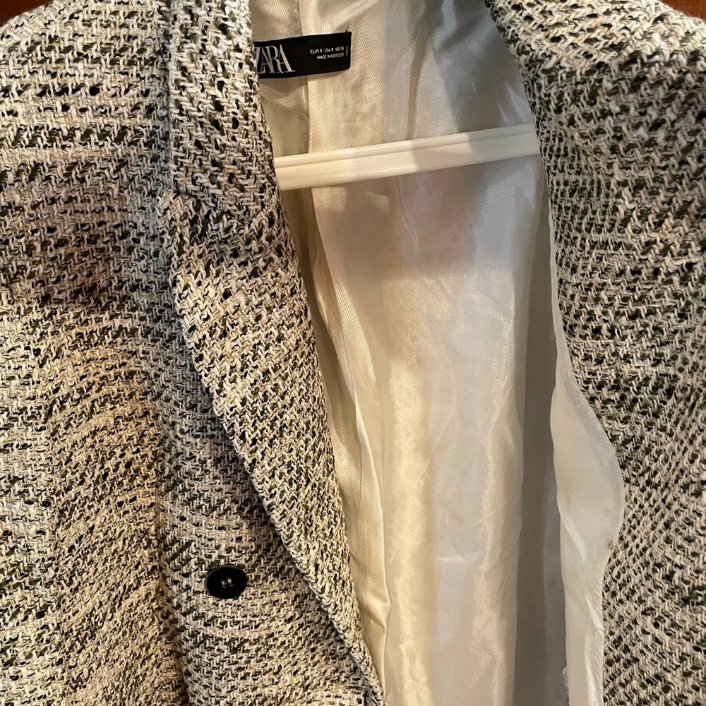🤗NWT Zara Tweed Long Double Breasted Jacket size S - Picture 7 of 8